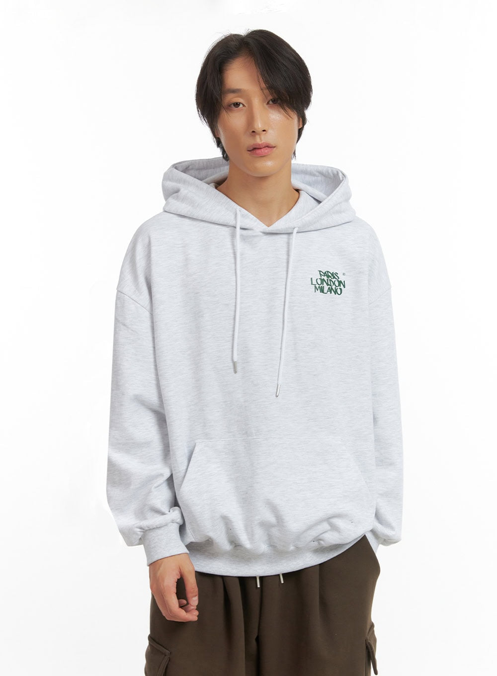 Men's Embroidered Oversized Hoodie (White) IO417