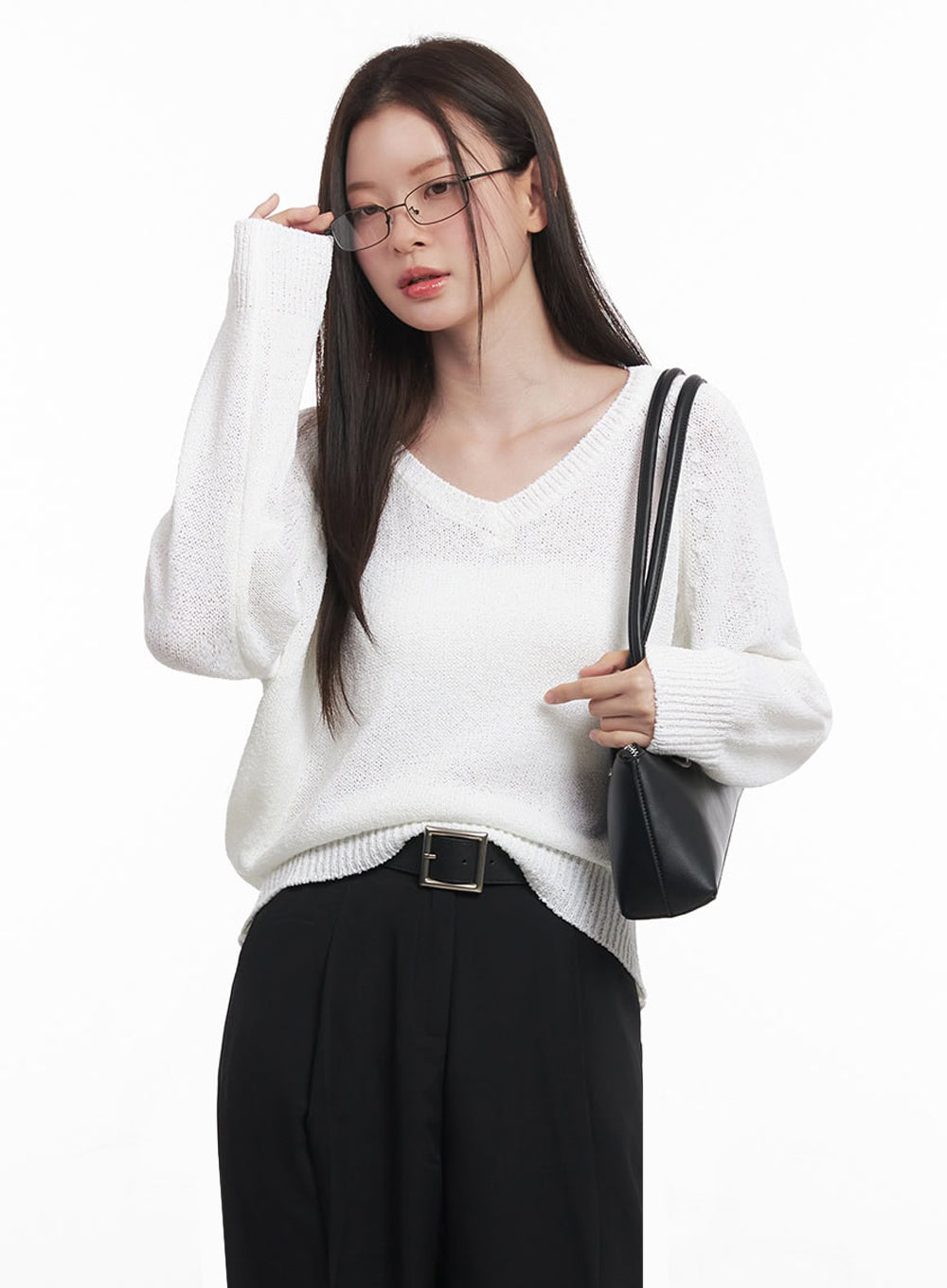 Sheer V-Neck Sweater Top IY509