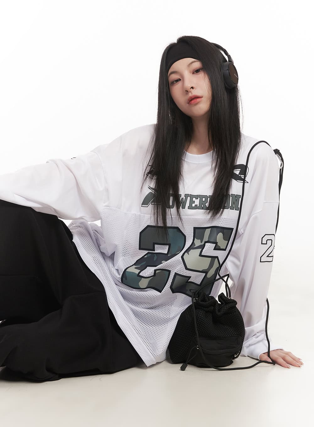 Camo Oversized Mesh Jersey Top CM518