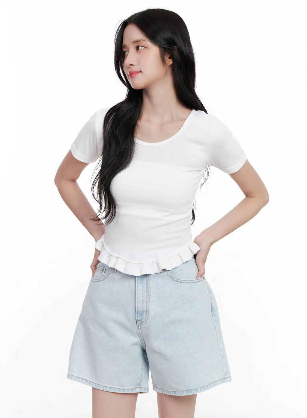 Ruffle Scoop-Neck Top CL516