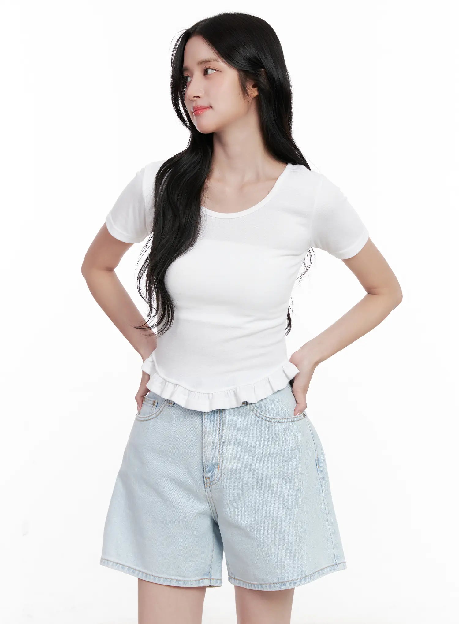 Ruffle Scoop-Neck Top CL516