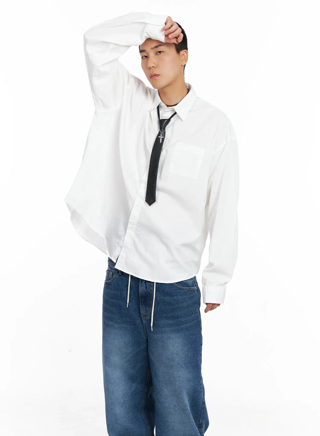 Men's Classic White Button-Up Shirt IS502