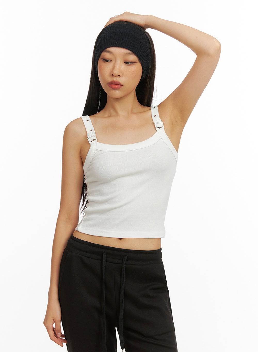 Buckle Strap Crop Sleeveless Top IY422
