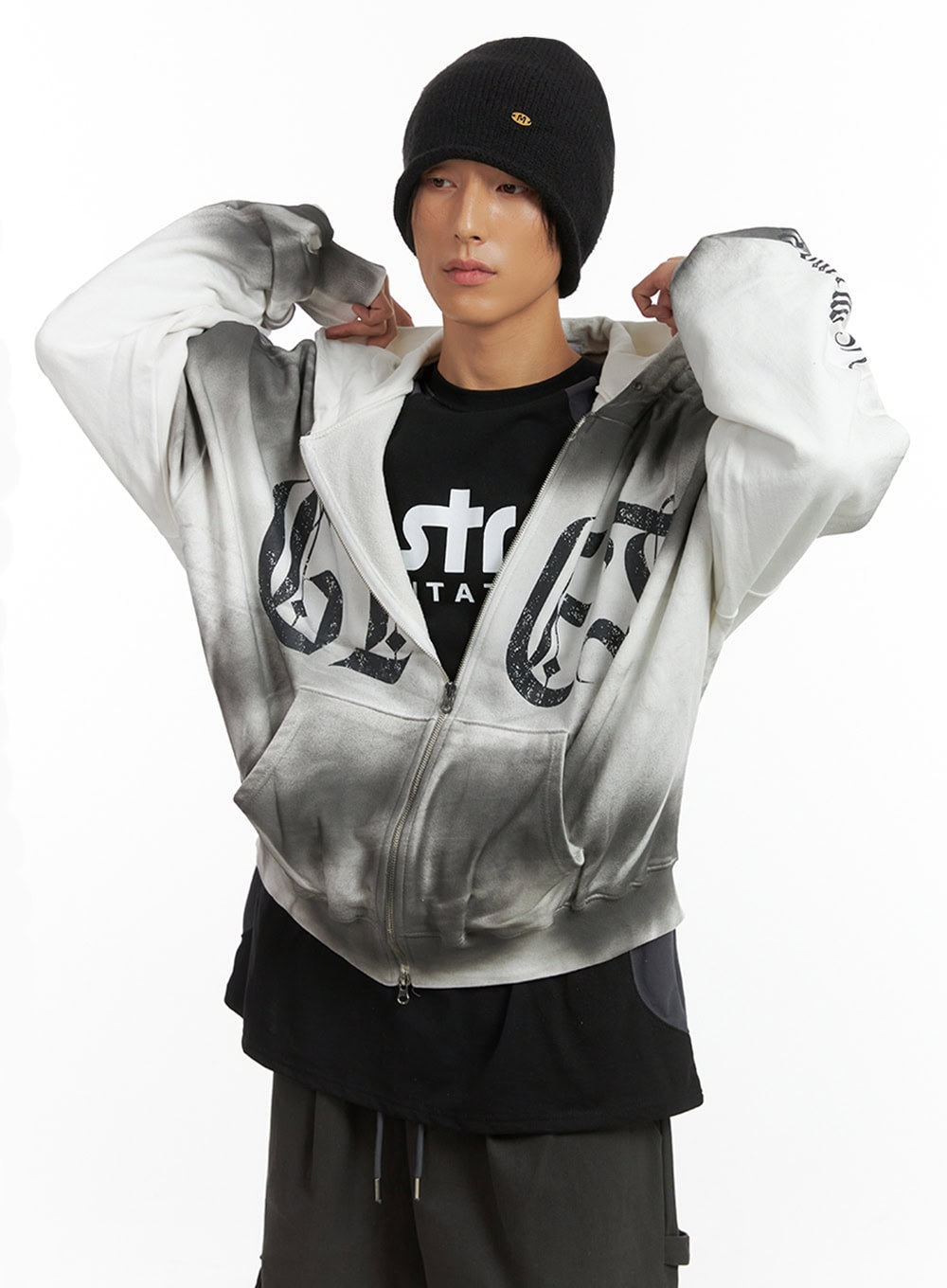 Men's Faded Zip Up Hoodie IO417