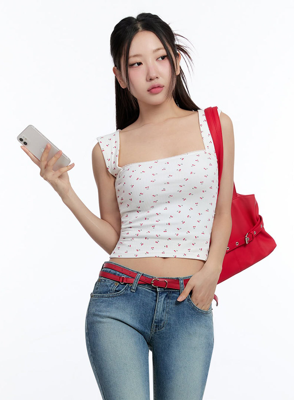 Cherry Square-Neck Crop Top IU503