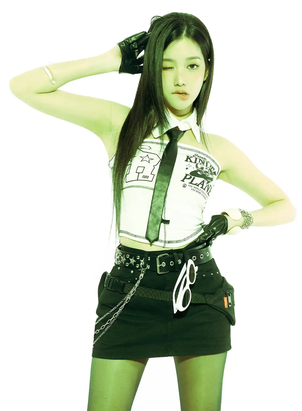 Graphic Collared Tube Top IS525