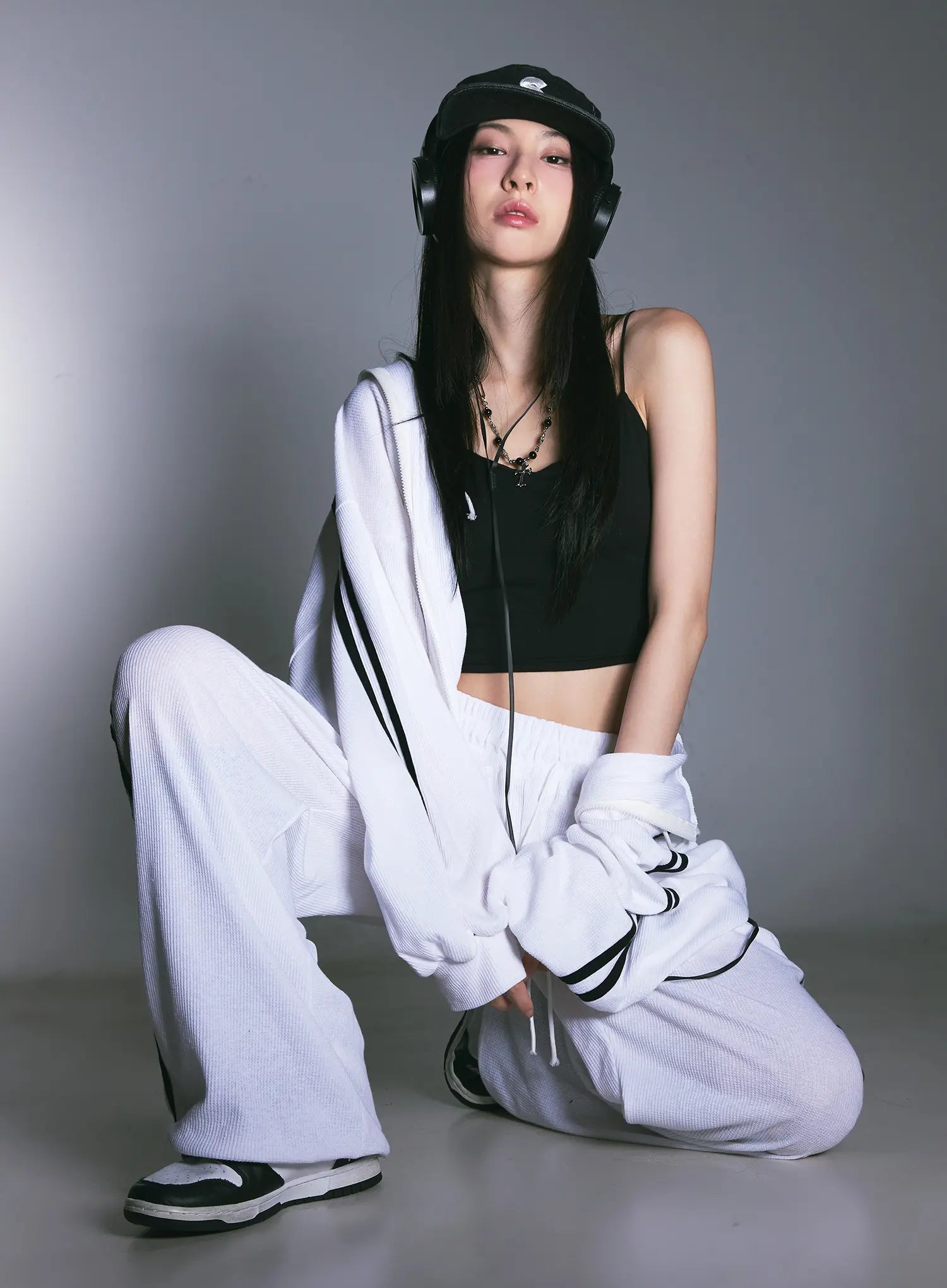 Waffle Knit Track Hoodie CG525