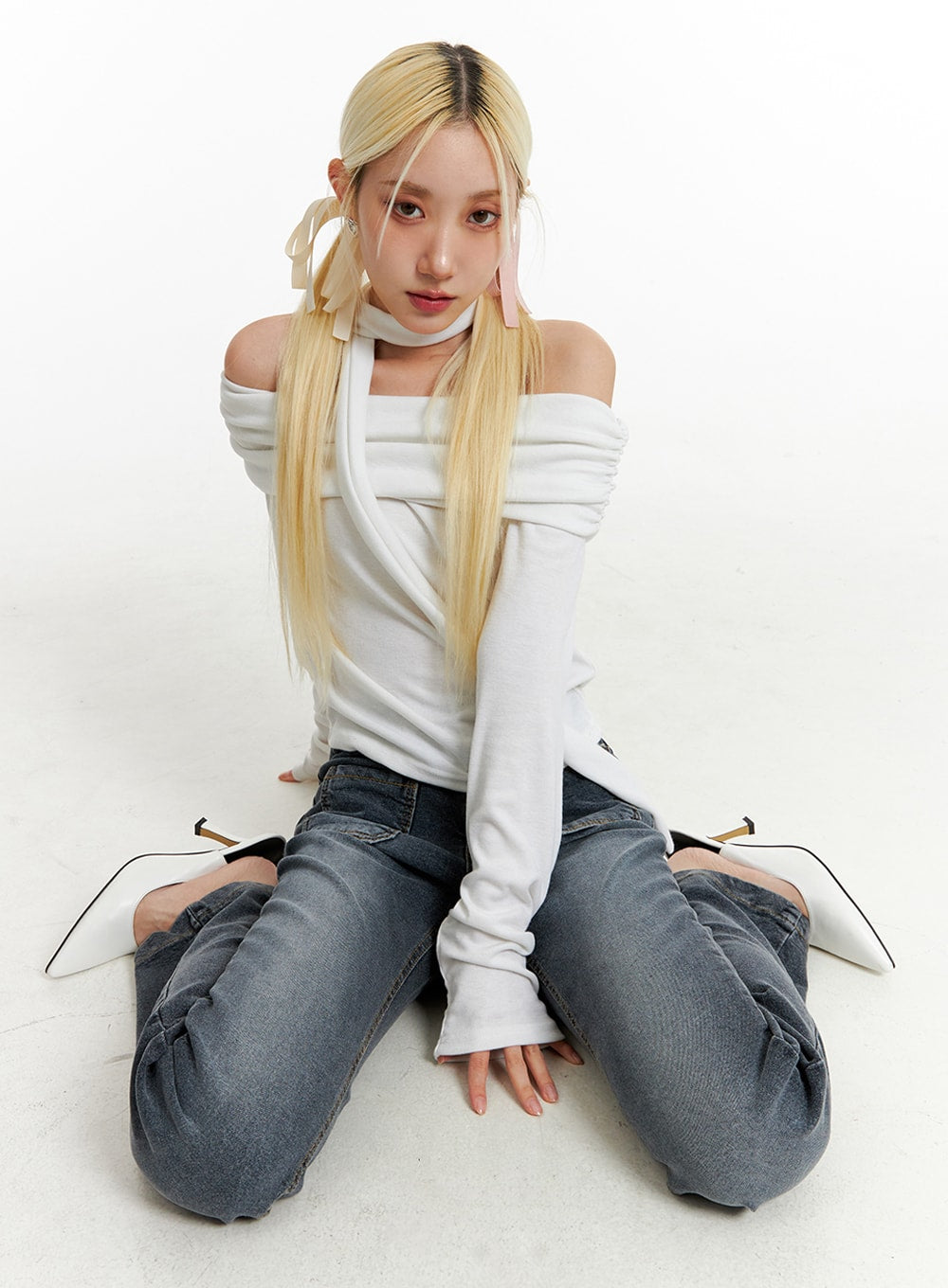 Off Shoulder Top and Scarf Set ID315