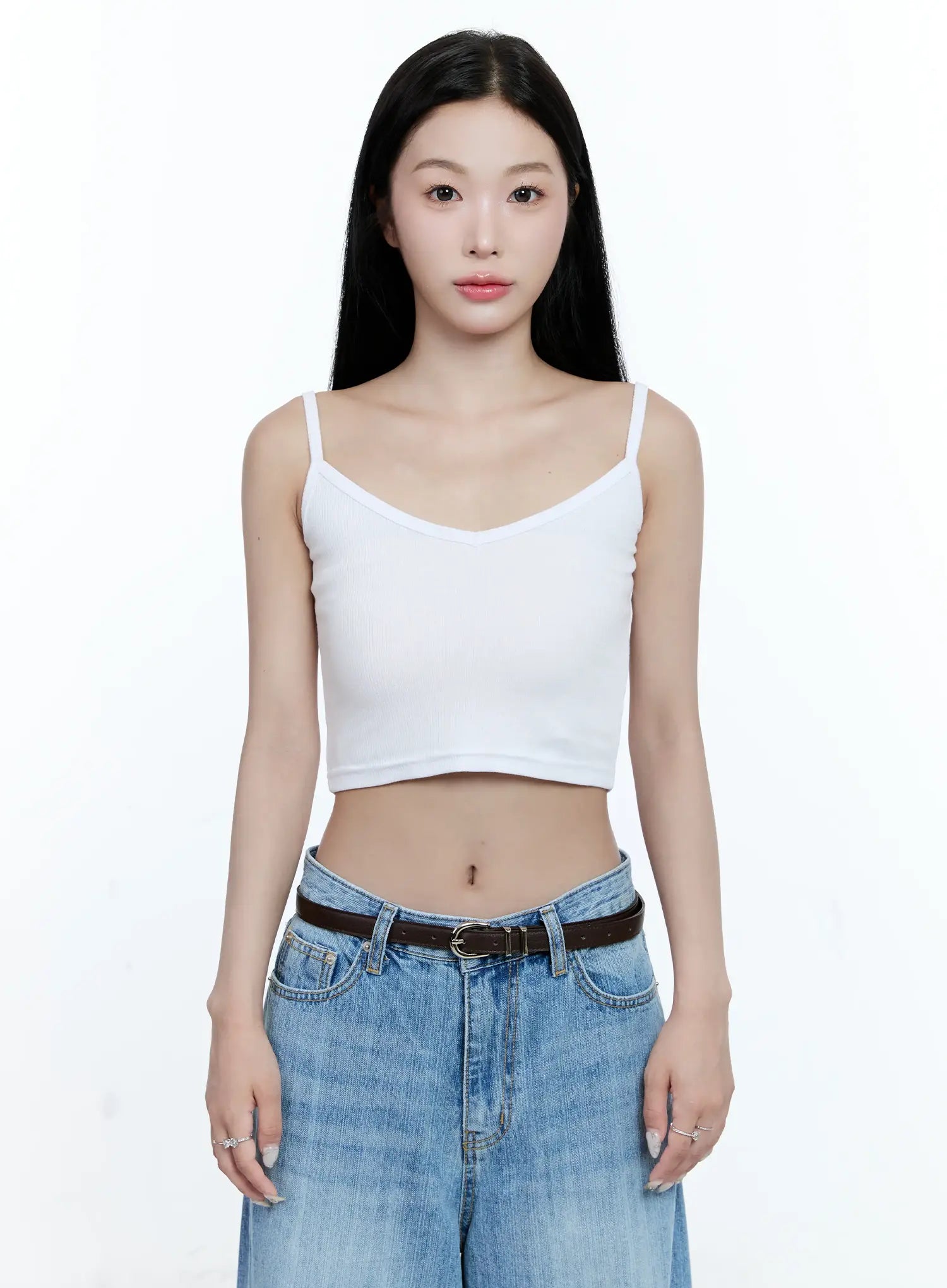 Ribbed V-Neck Cropped Tank CG513
