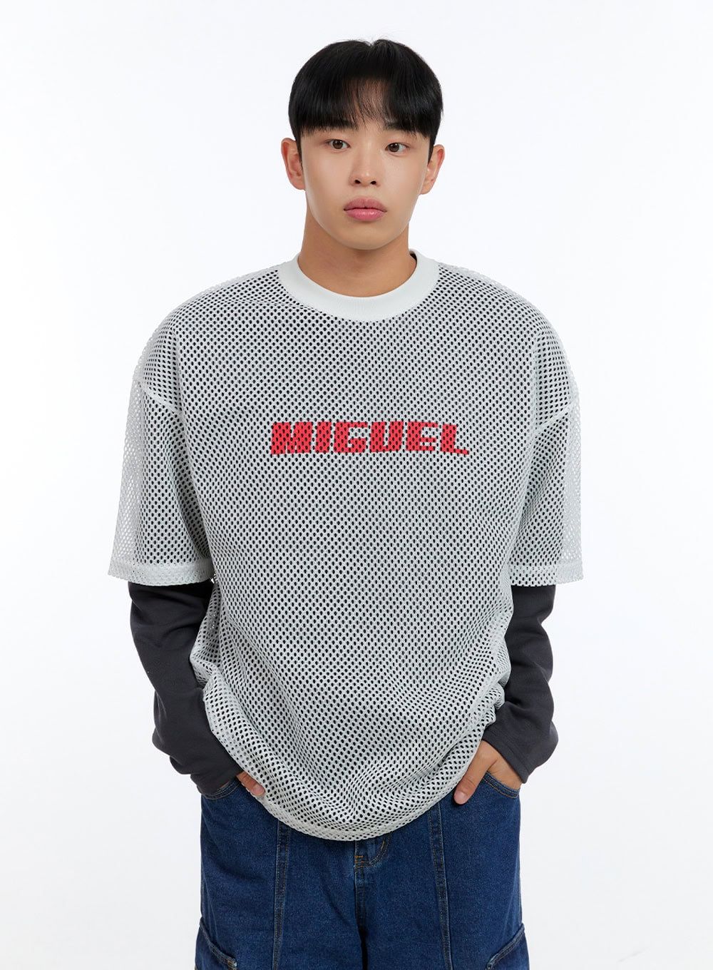 Men's Graphic Oversize Mesh T-shirt IG409