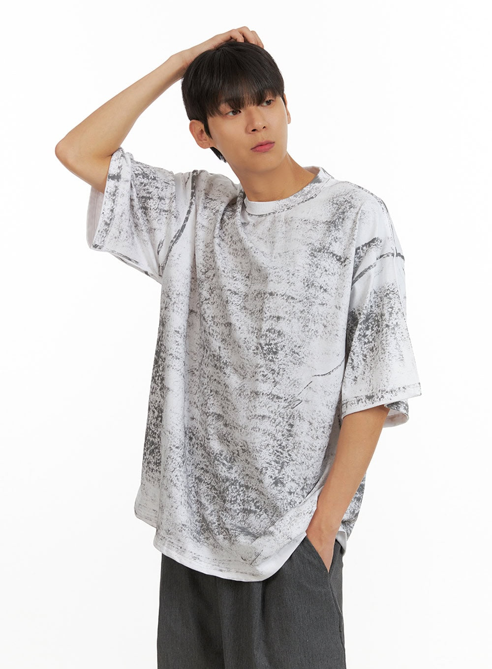 Men's Graphic Round Neck Oversized Top IU418