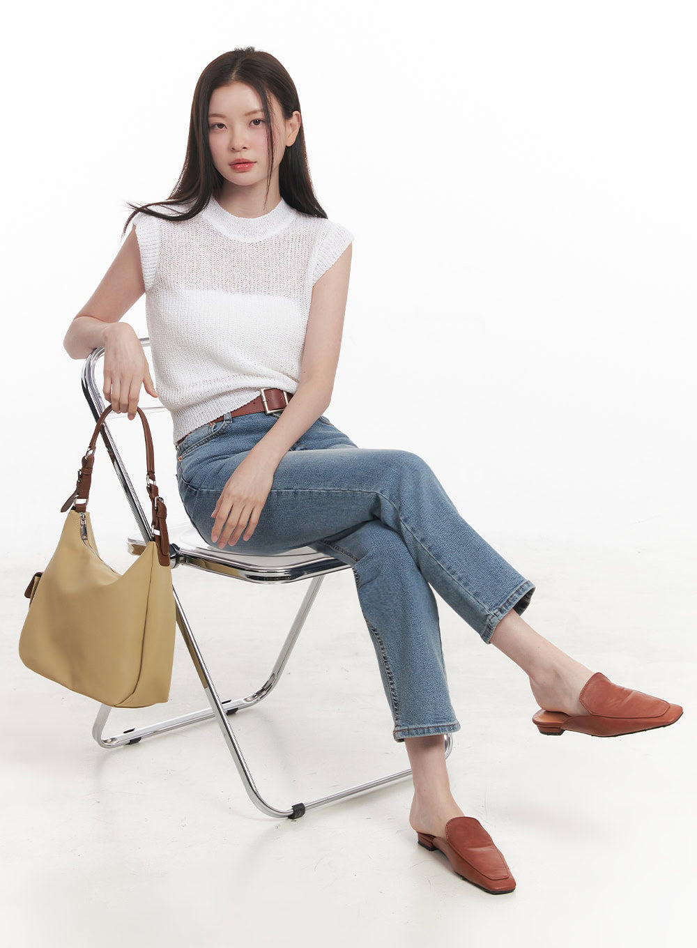 Sheer Mock-Neck Knit Top IY508