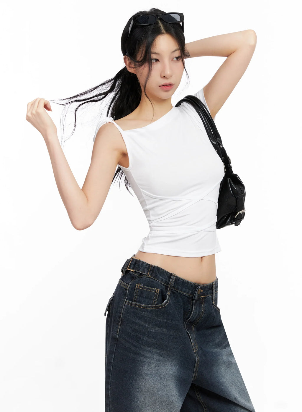 Asymmetric Strap Off-Shoulder Top IG508