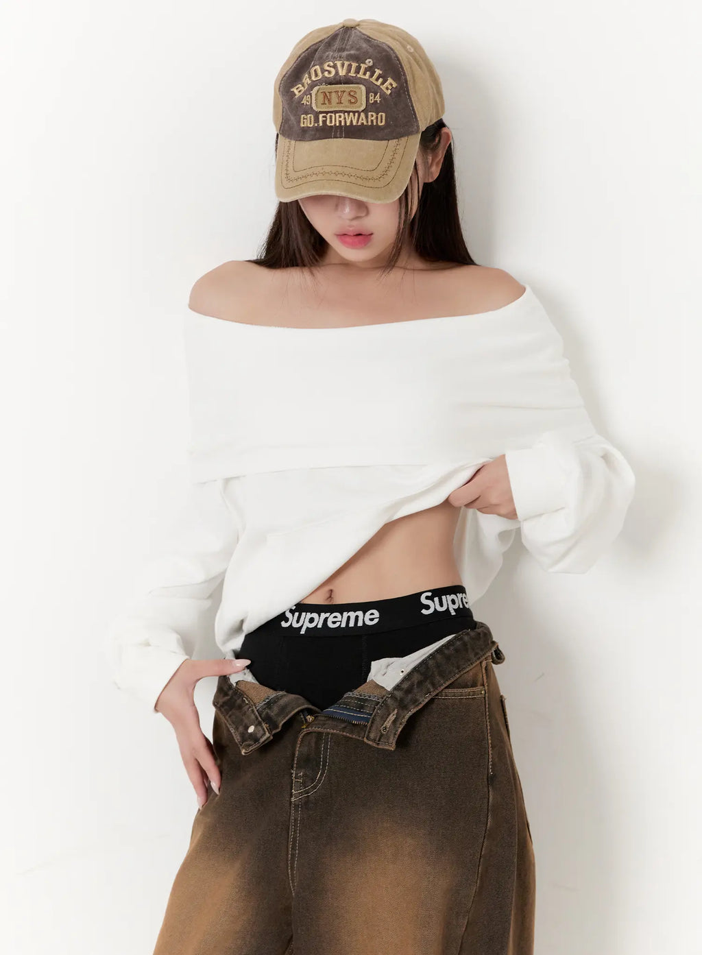 Off-Shoulder Pocket Sweatshirt CS517