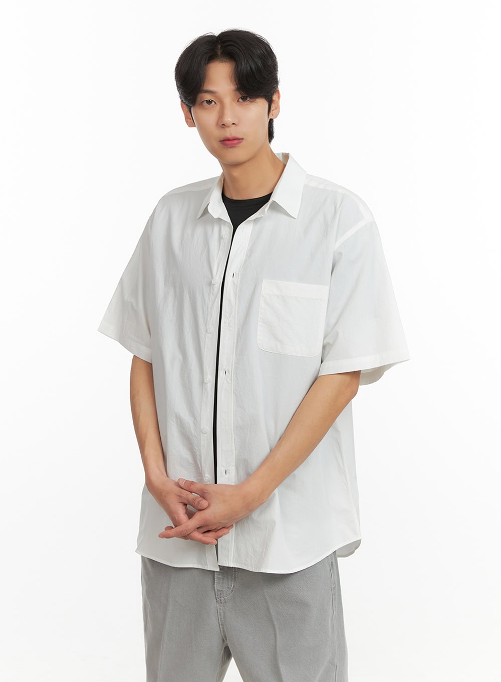 Men's Solid Buttoned Shirt (White) IY431