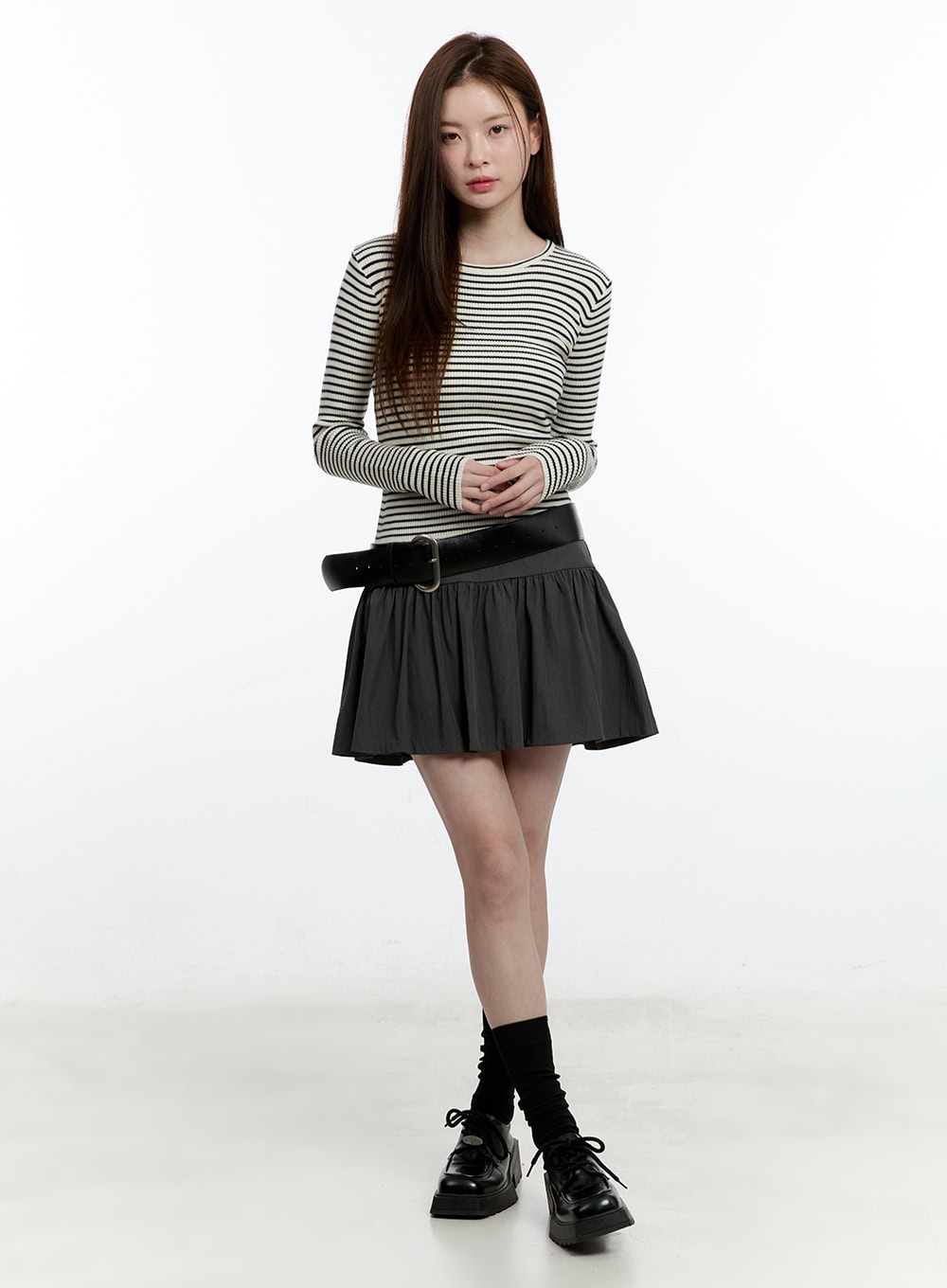 Striped Slim-Fit Long Sleeve Top CM521