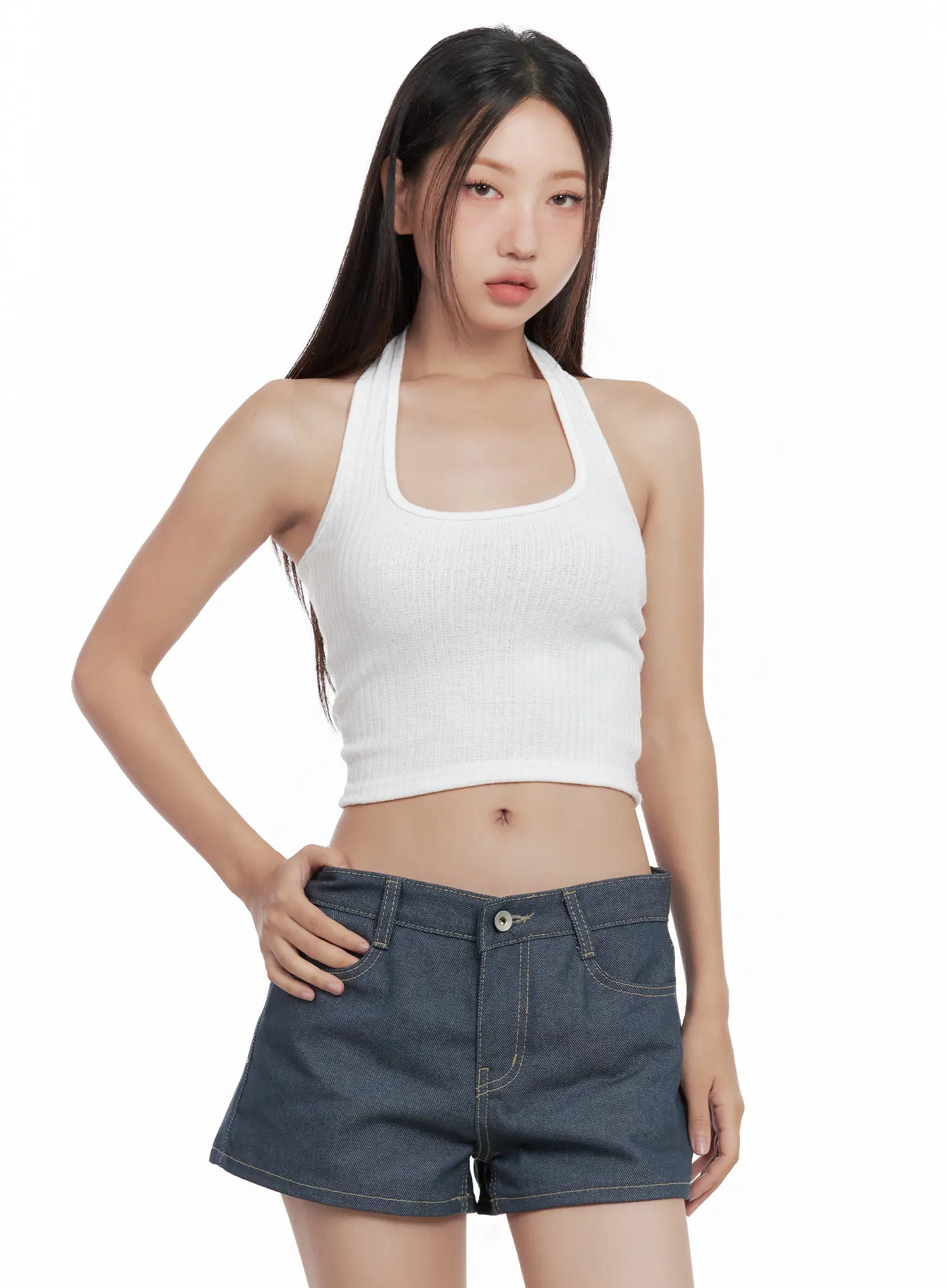 Ribbed Halter Crop Top CL509