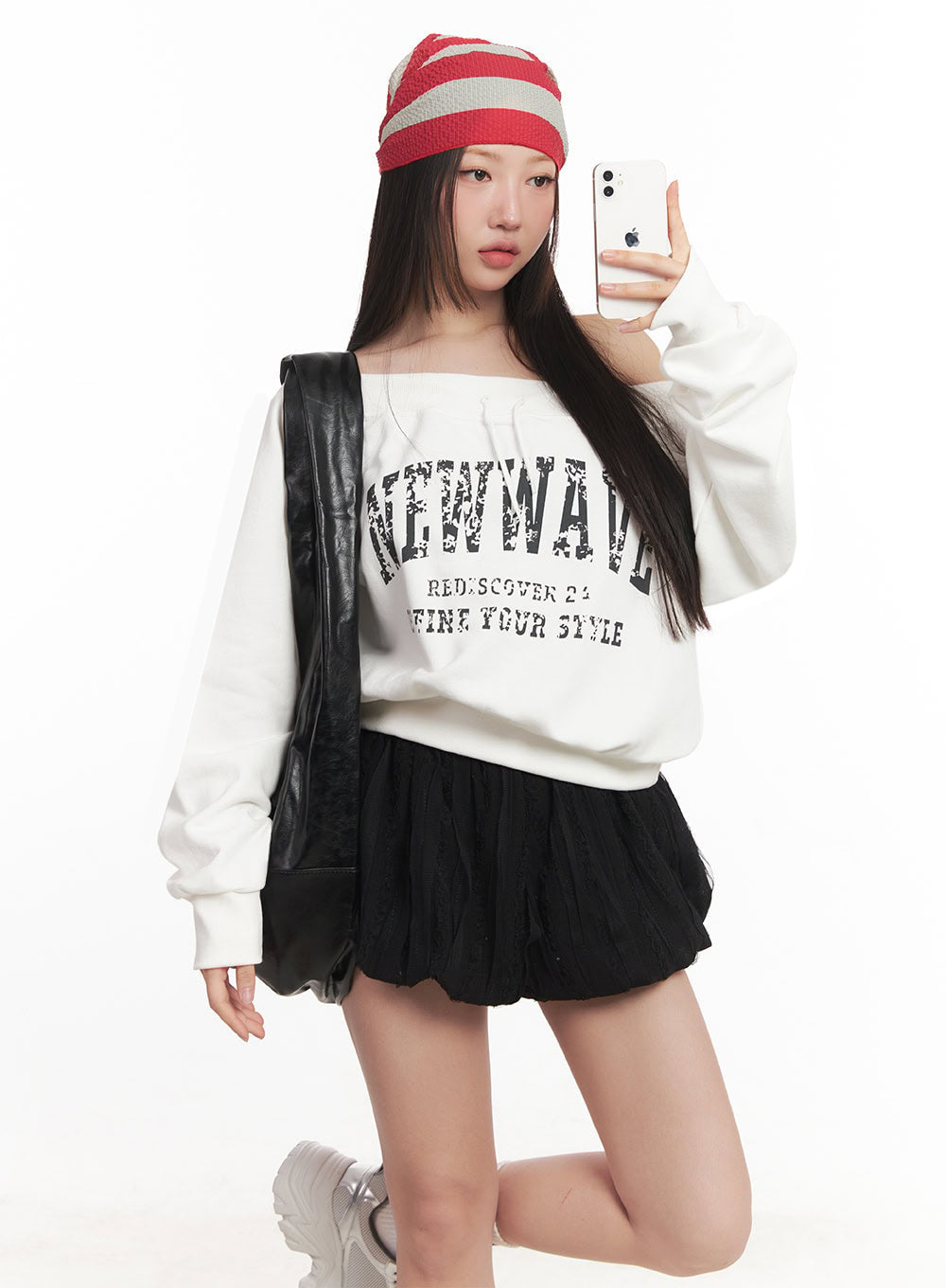 Faded Graphic Off-Shoulder String Sweatshirt IM528