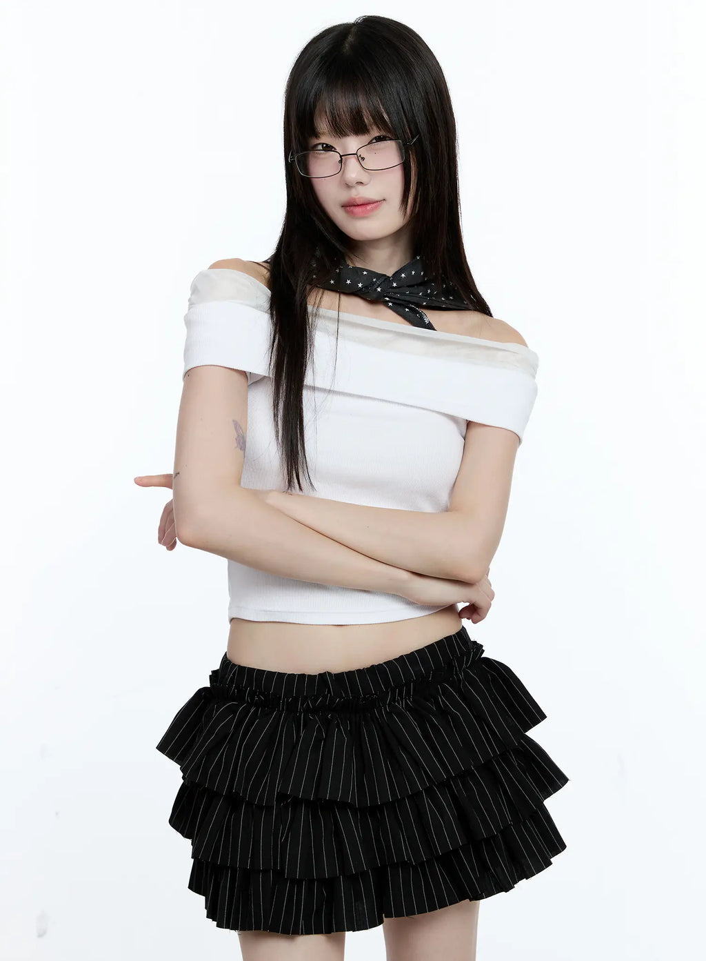 Off-Shoulder Ribbed Knit Top CG507