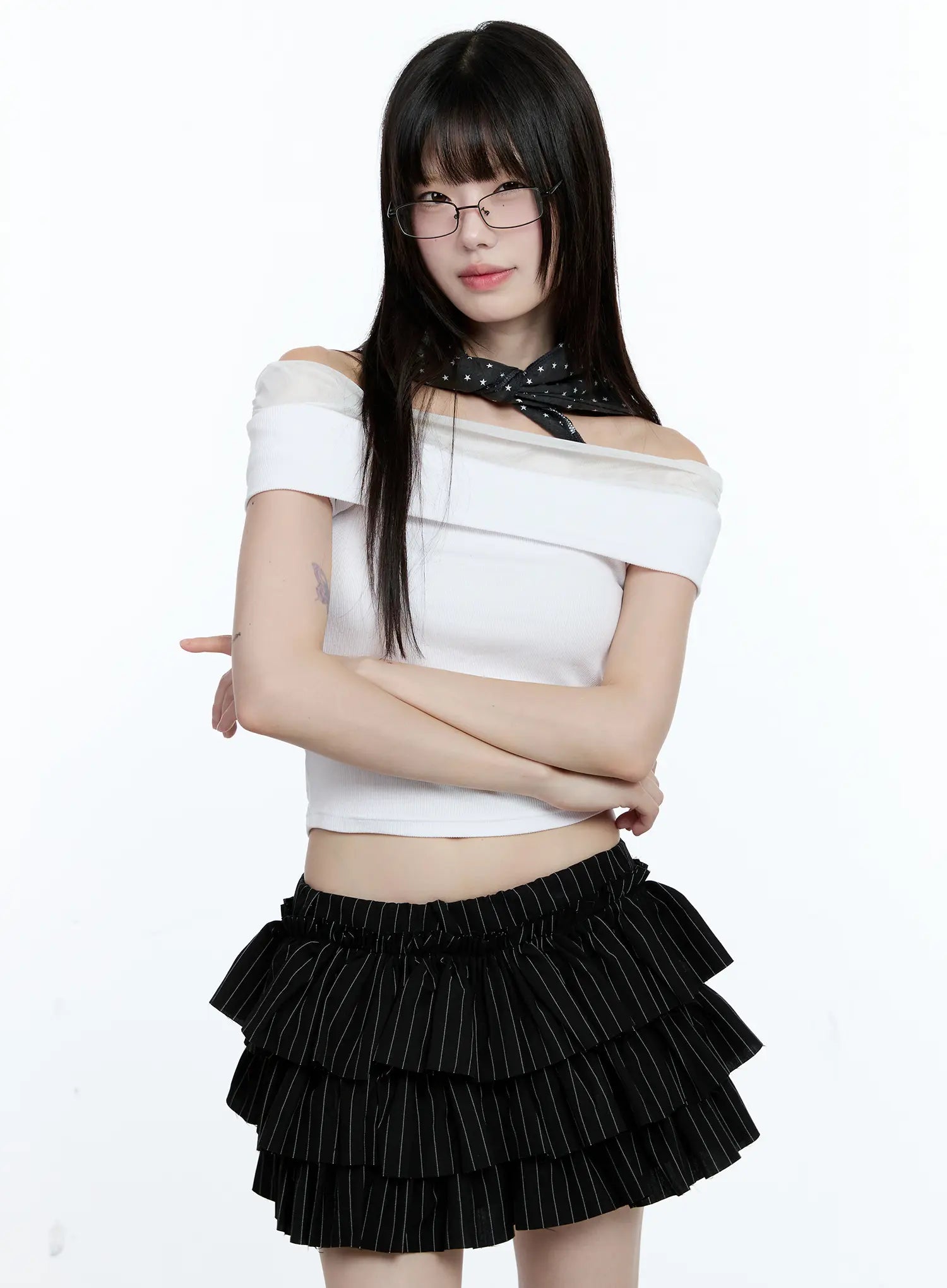 Off-Shoulder Ribbed Knit Top CG507