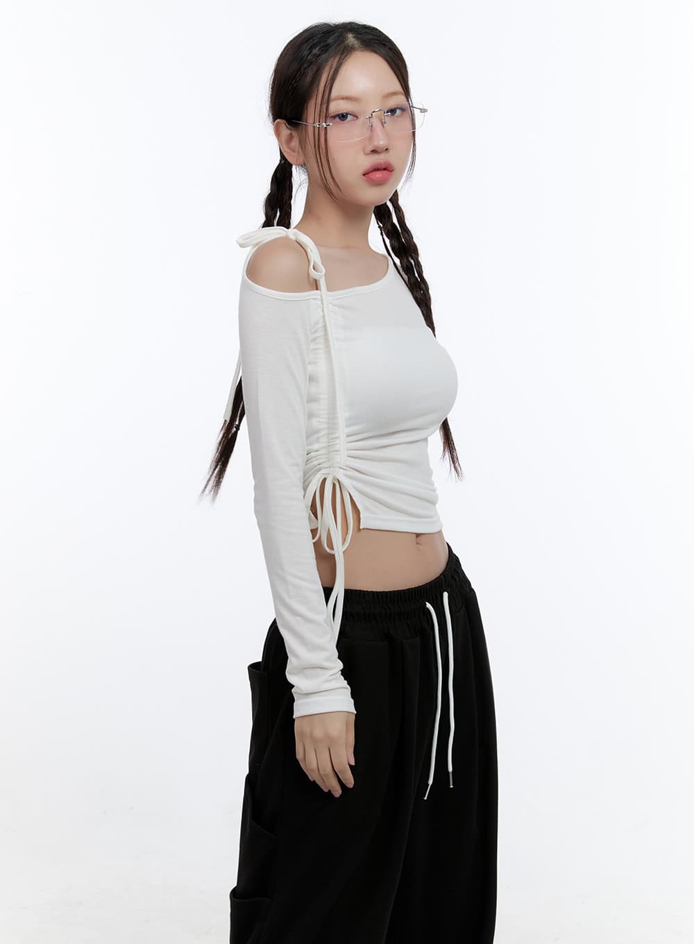 Ruffled One-Shoulder Crop Top CS410