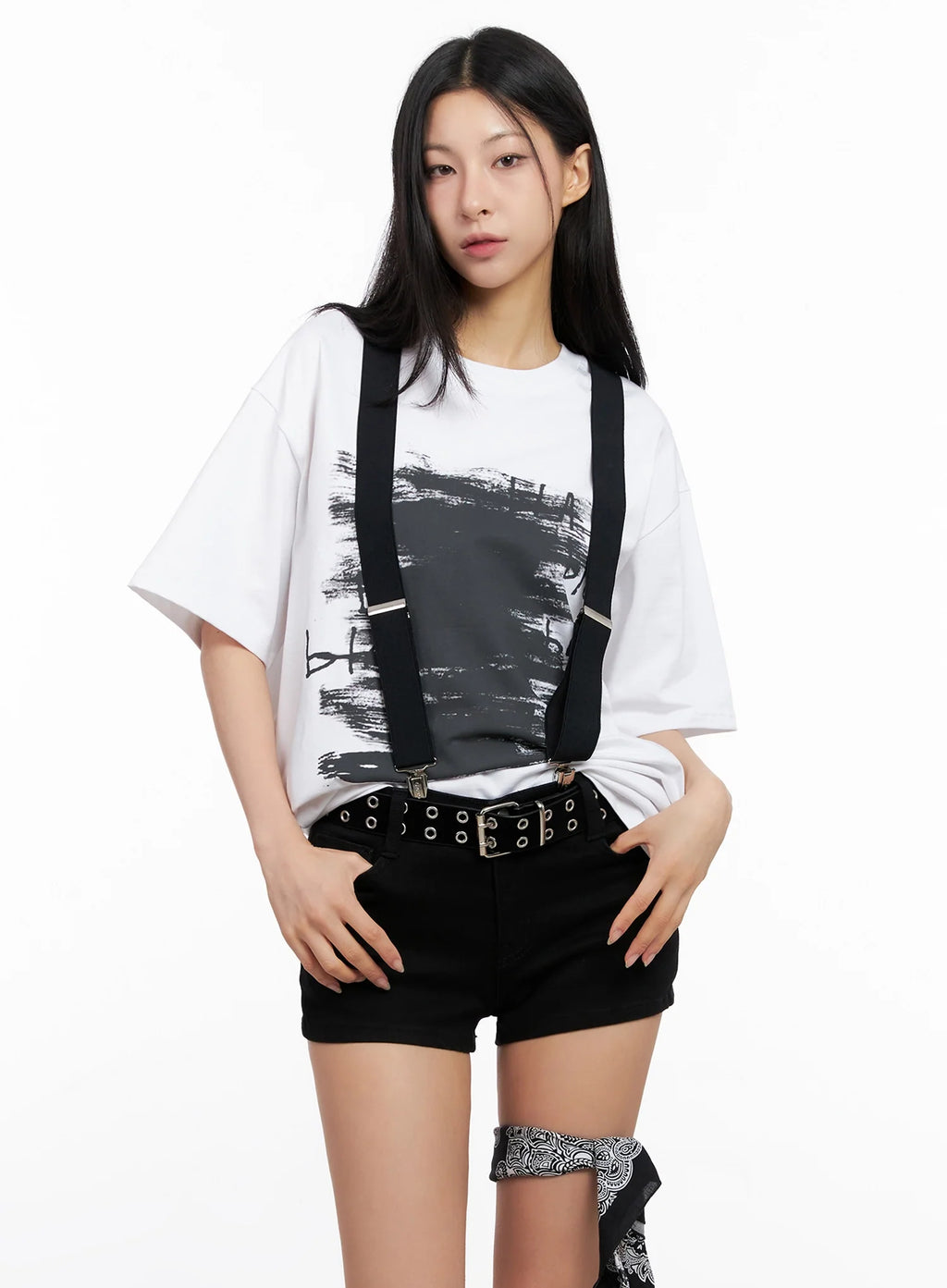 Brushstroke Graphic Oversized Tee IG508
