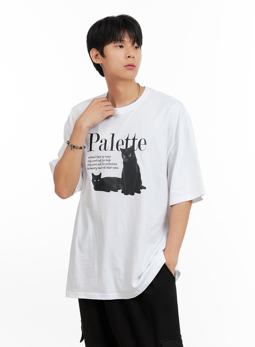 Men's Round Neck Graphic T-Shirt (White) IG402