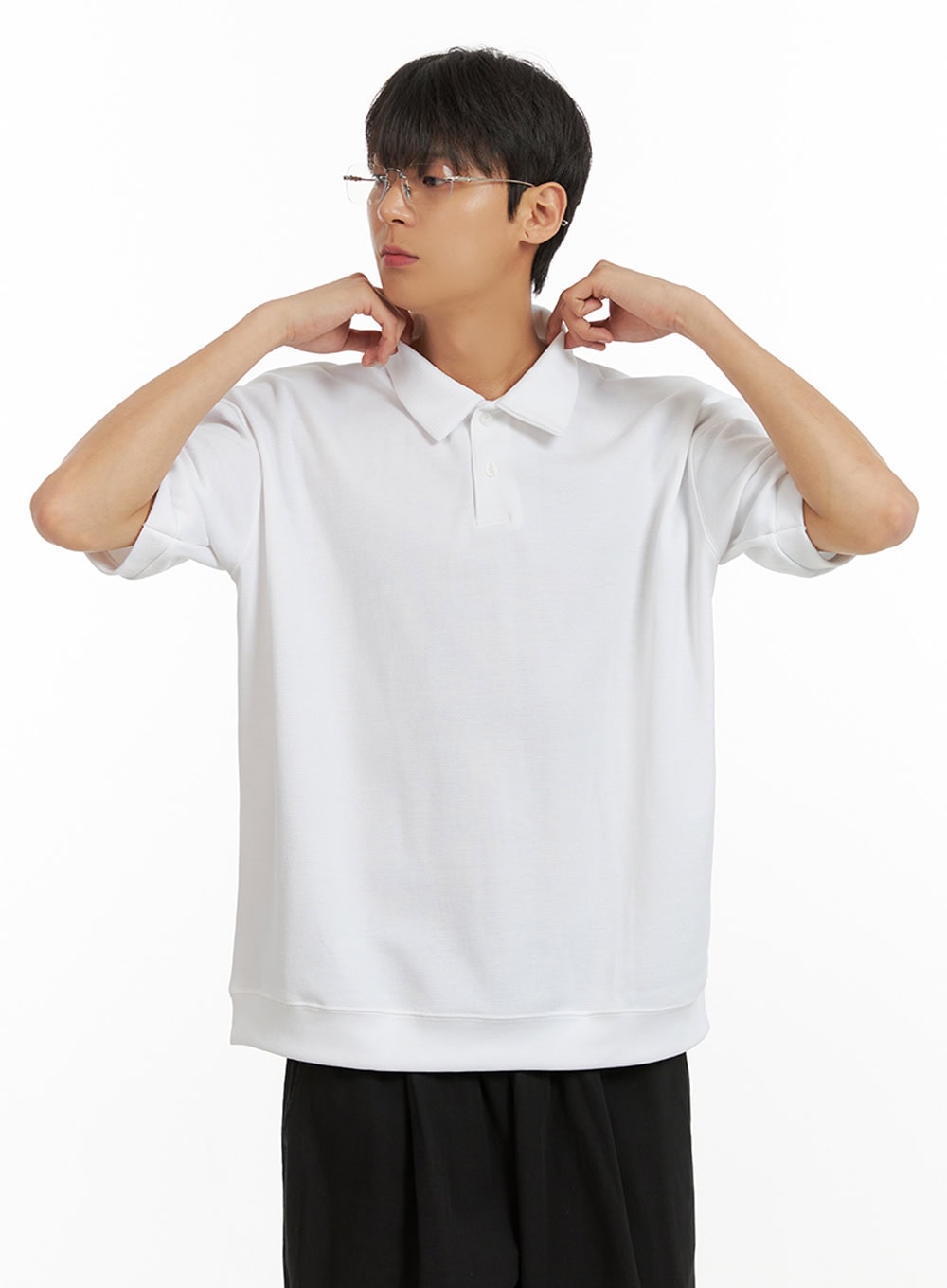 Men's Cotton Polo Top (White) IU418