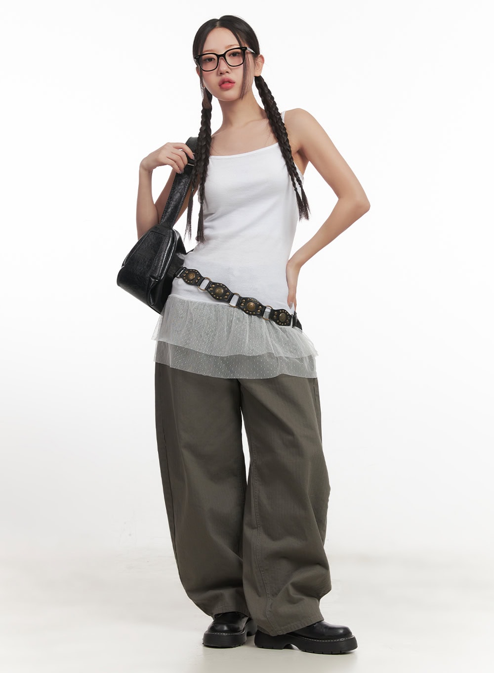 Lace Frill Square-Neck Camisole Top CF526