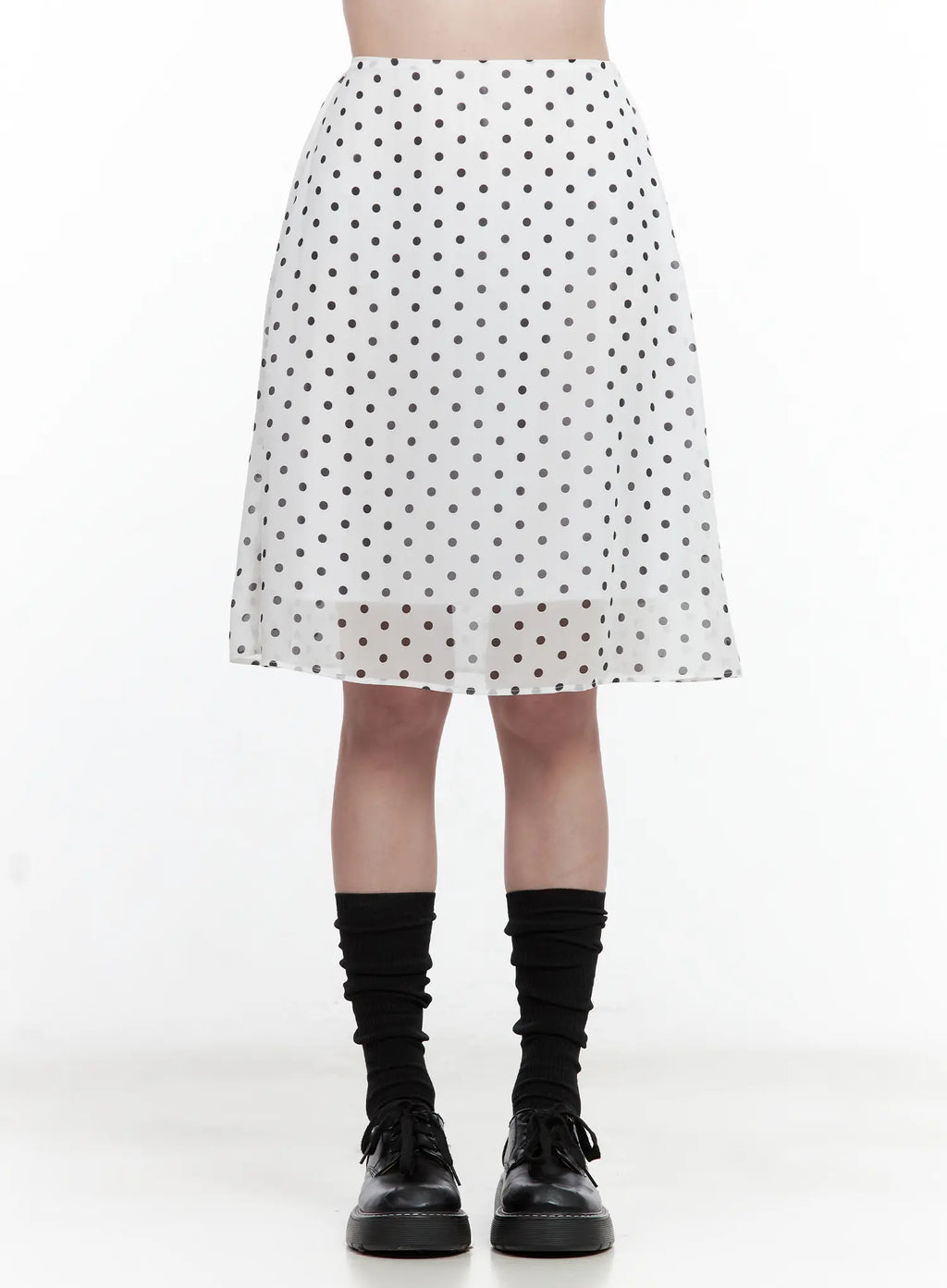 Polka Dot Double-Layered Midi Skirt CL502