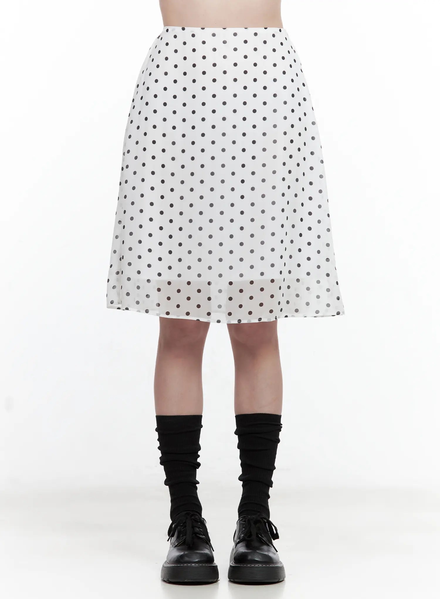 Polka Dot Double-Layered Midi Skirt CL502