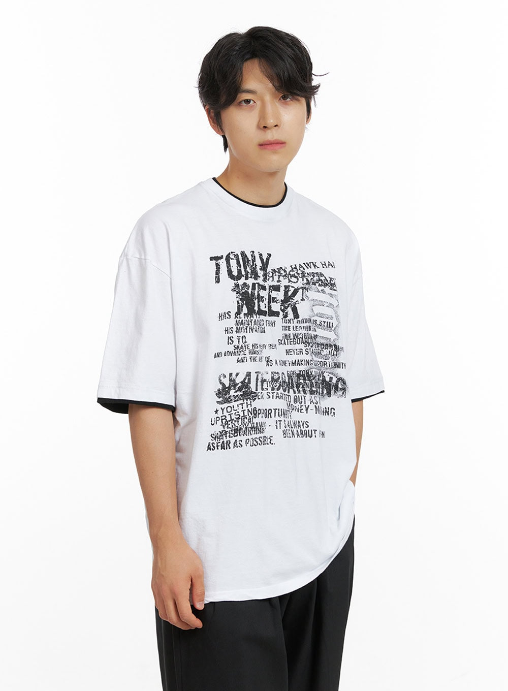 Men's Double Layer Graphic T-Shirt IG409