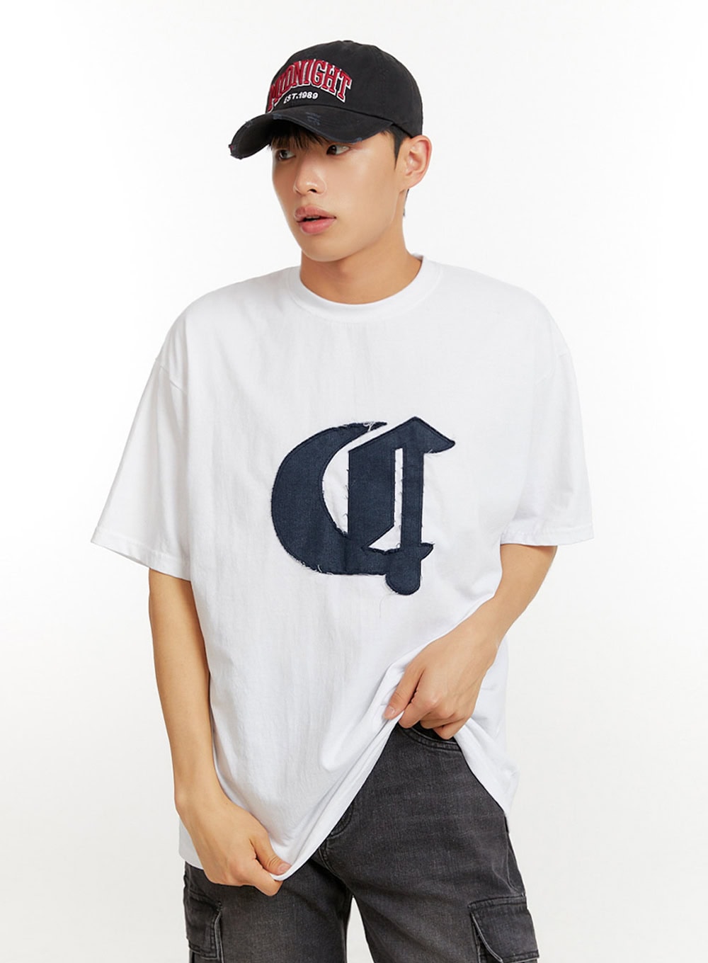 Men's Patchwork Graphic Cotton T-Shirt IU427