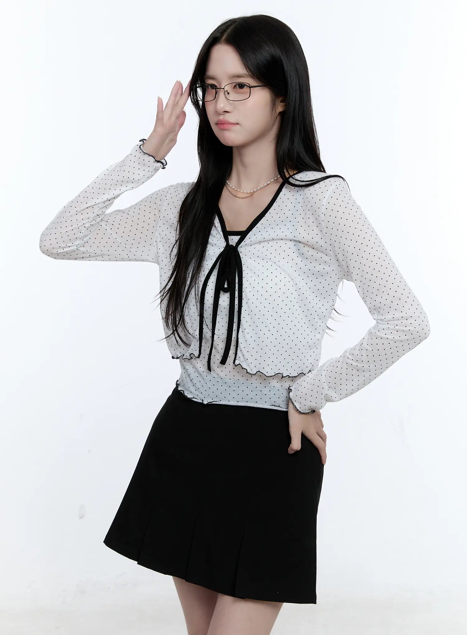 Sheer Polka-Dot Cami and Cardigan Set CG513