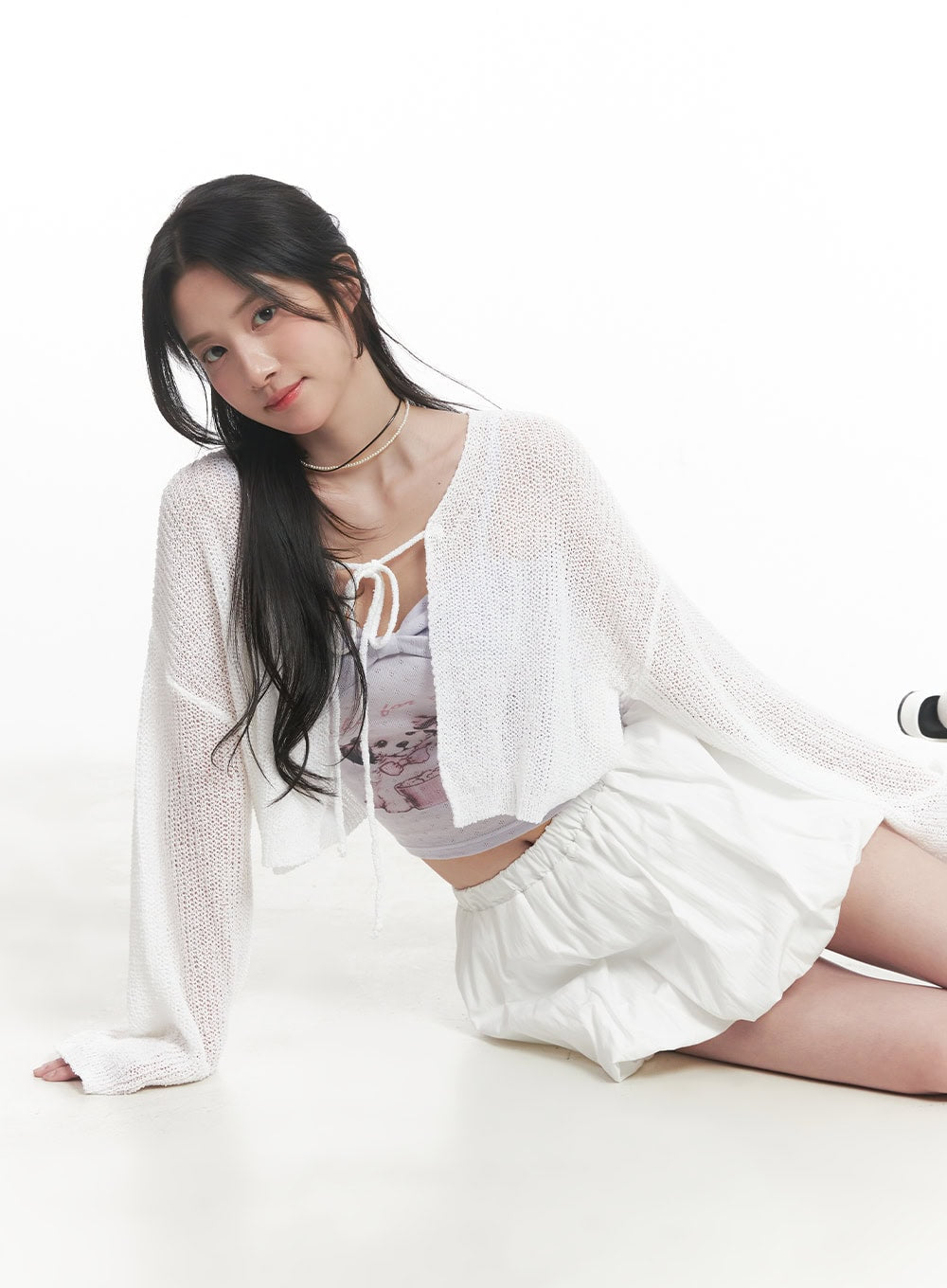 Tie-Up Cropped Cardigan CA510