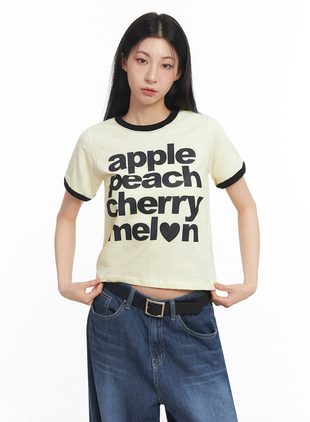 Contrast Graphic Crop Top IY529