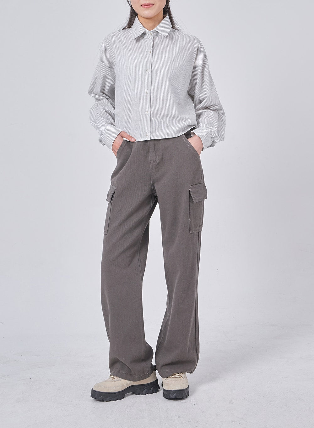 Pinstripe Cropped Shirt IF324