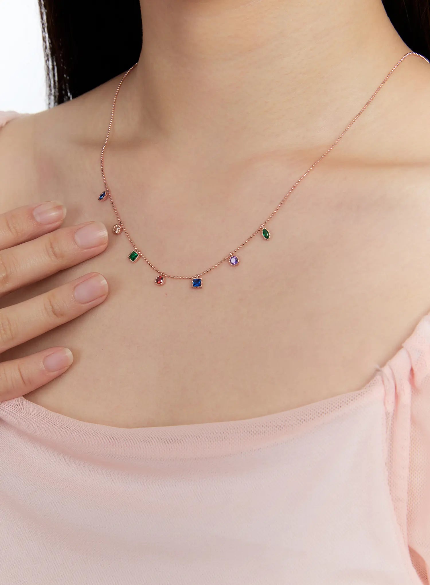 Rainbow Cubic Necklace IS517