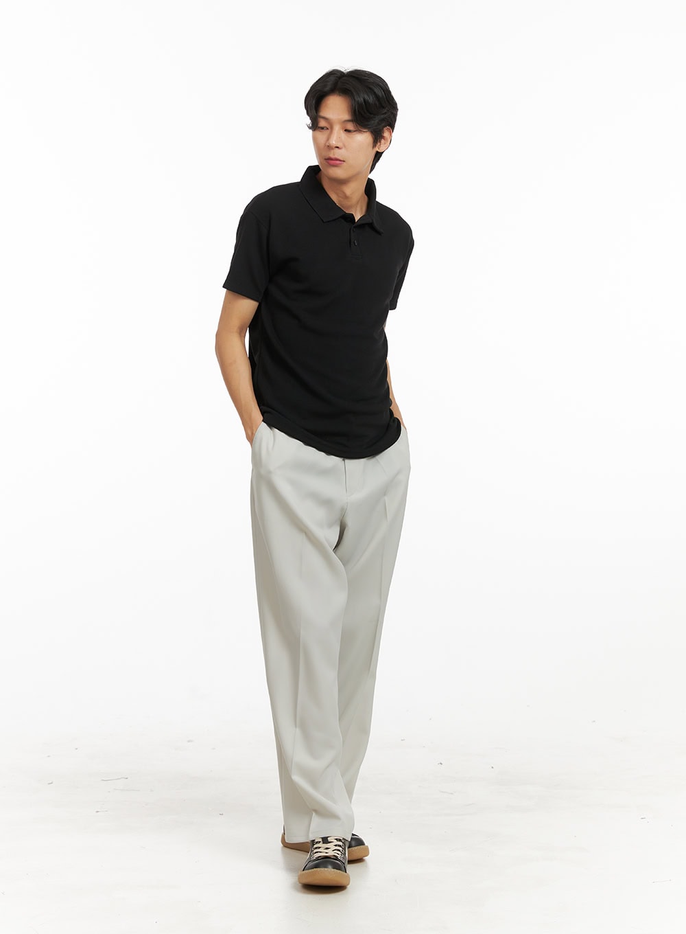 Men's Loose Fit Tailored Pants (White) IY424