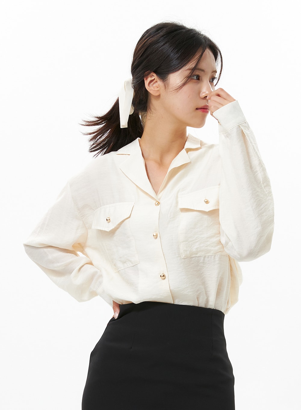 Shiny Long Sleeve Blouse OS313