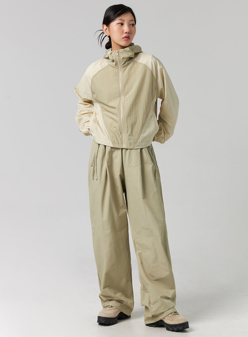 Elastic Waist Nylon Wide-Leg Pants CG329