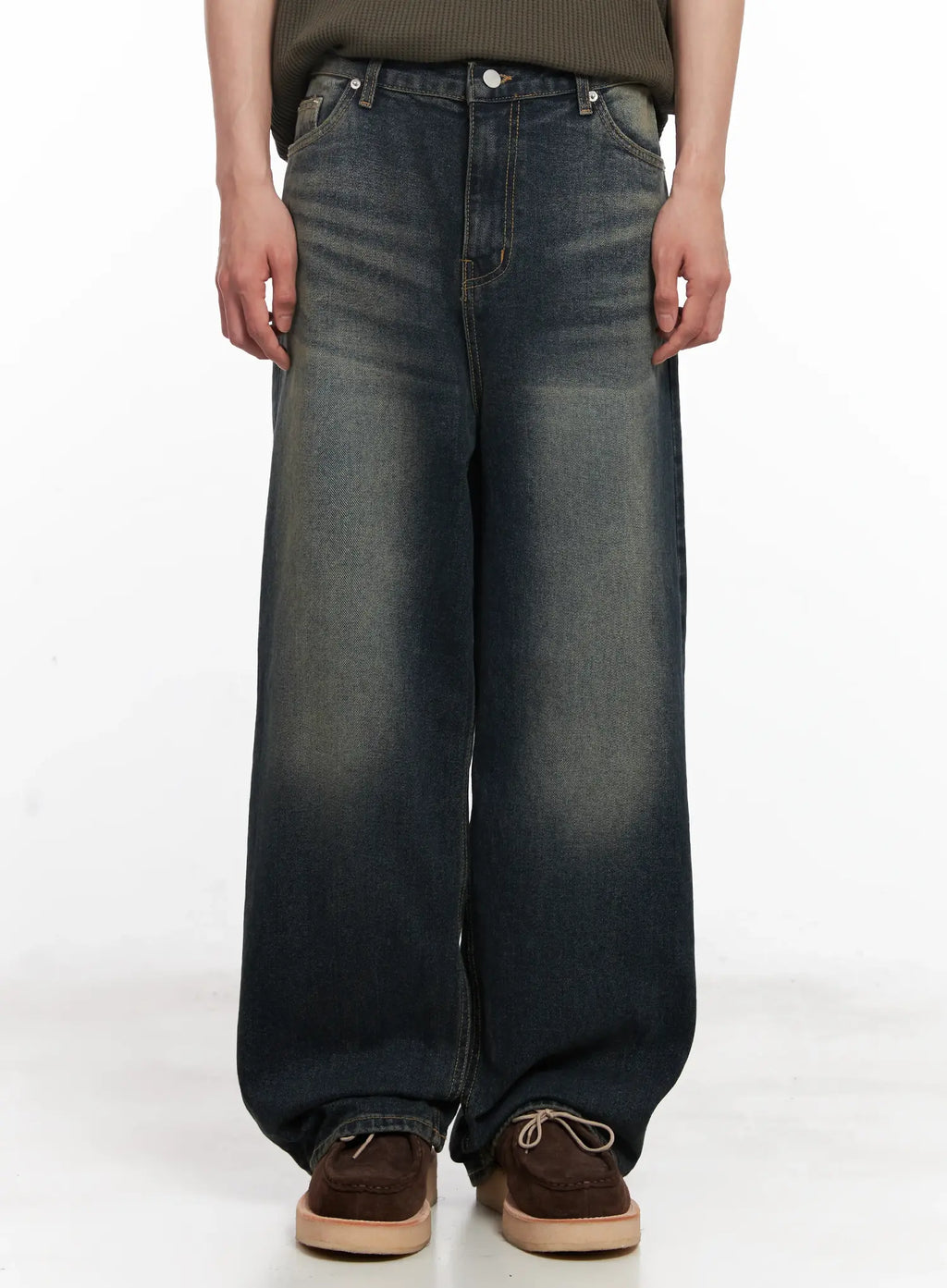 Men's Washed Baggy Jeans IU526