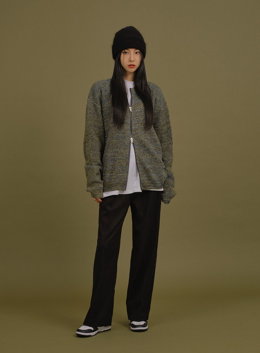 Loose Fit Knit with Two Way Zip