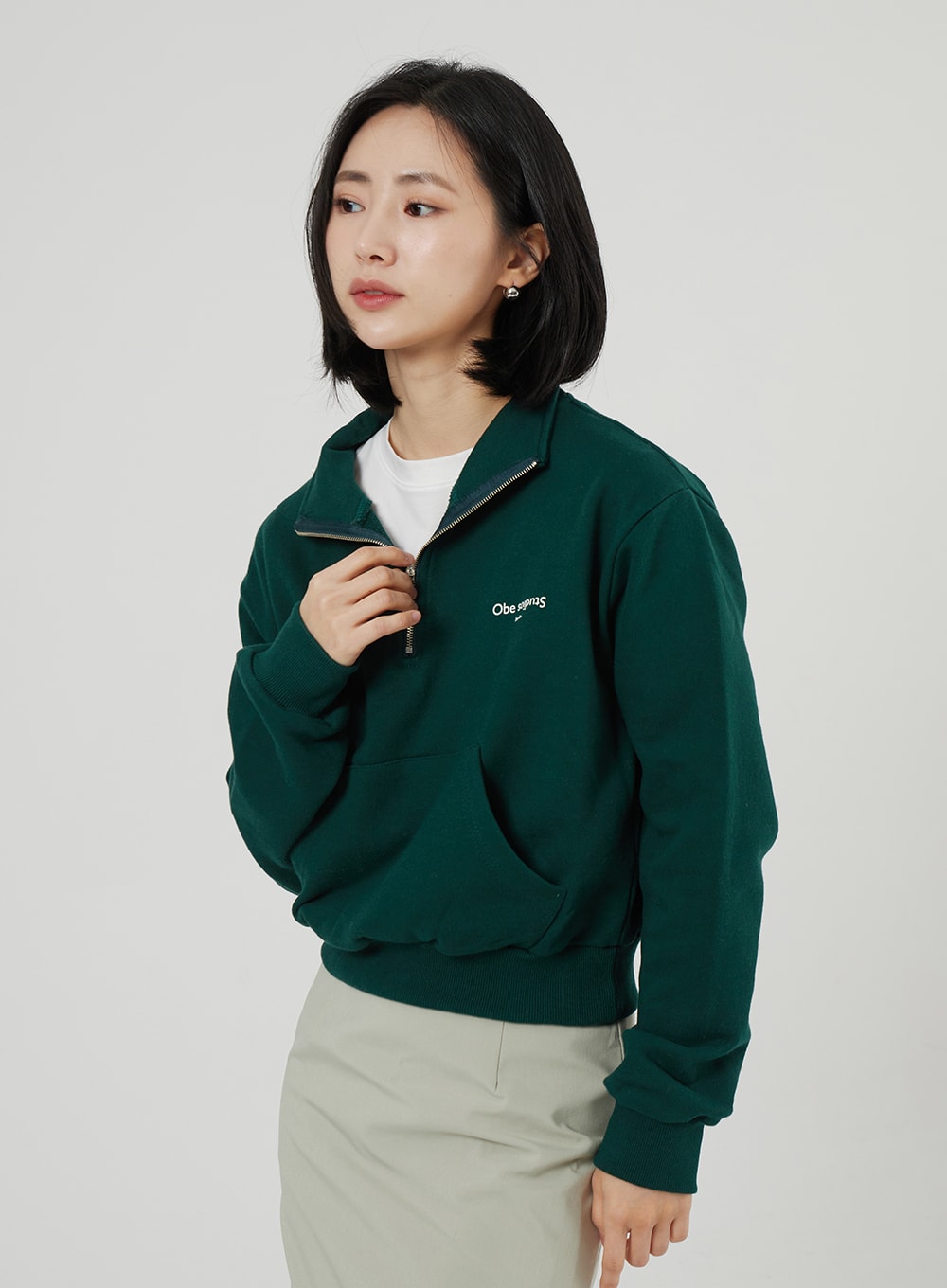 Cropped Half Zip-Up OF313