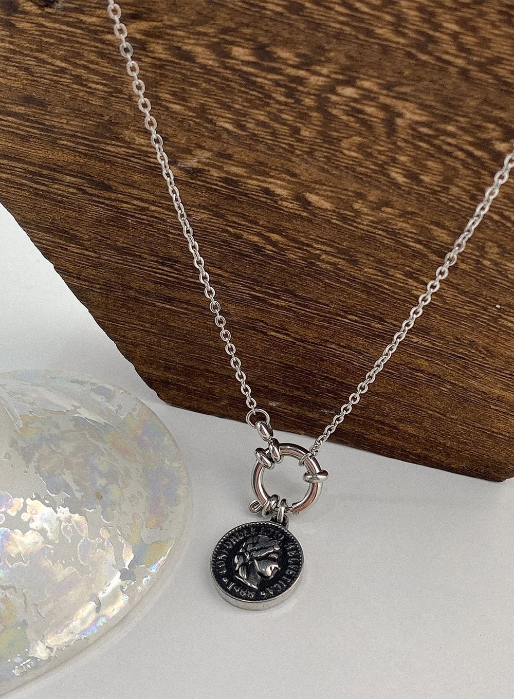 Noir Vintage Coin Necklace IA517