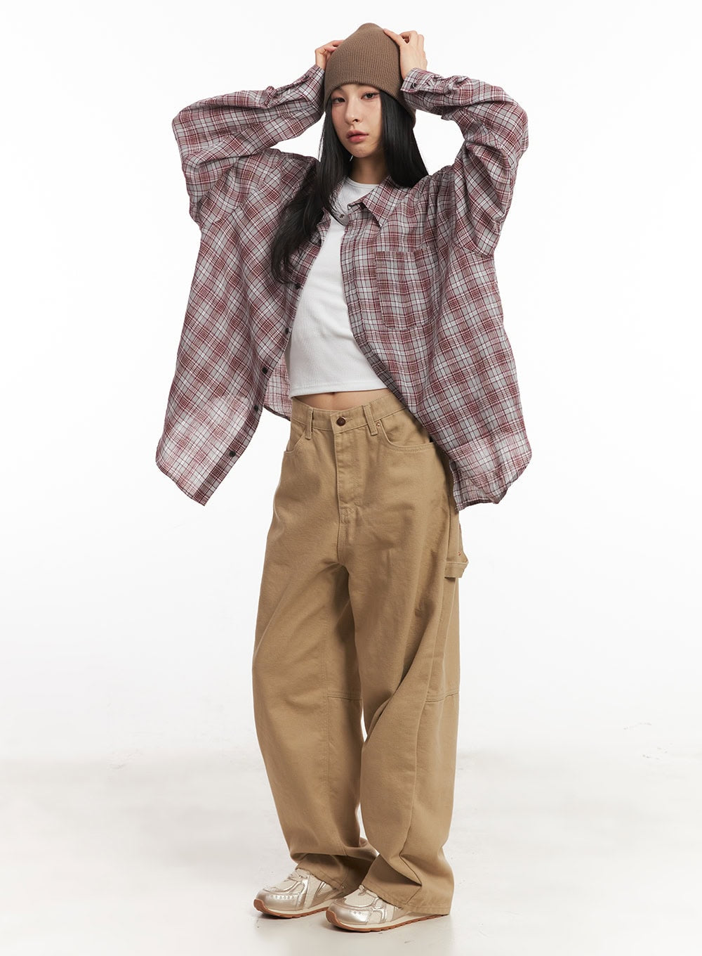 Oversize Checkered Collared Shirt CA504