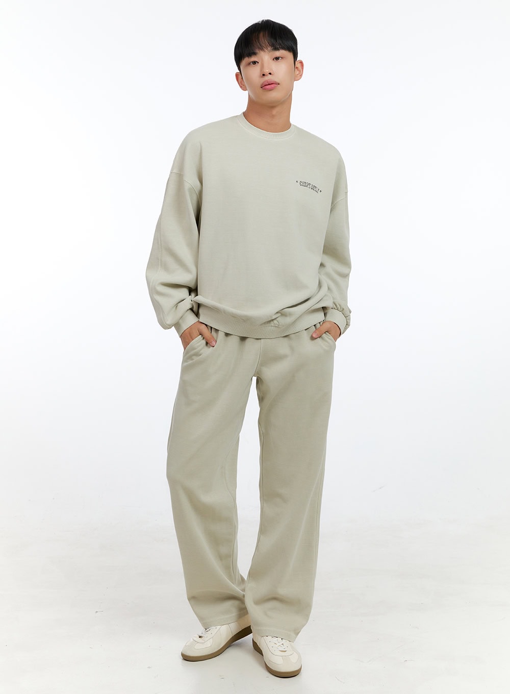 Men's Washed Cotton Sweatpants (Beige) IG422