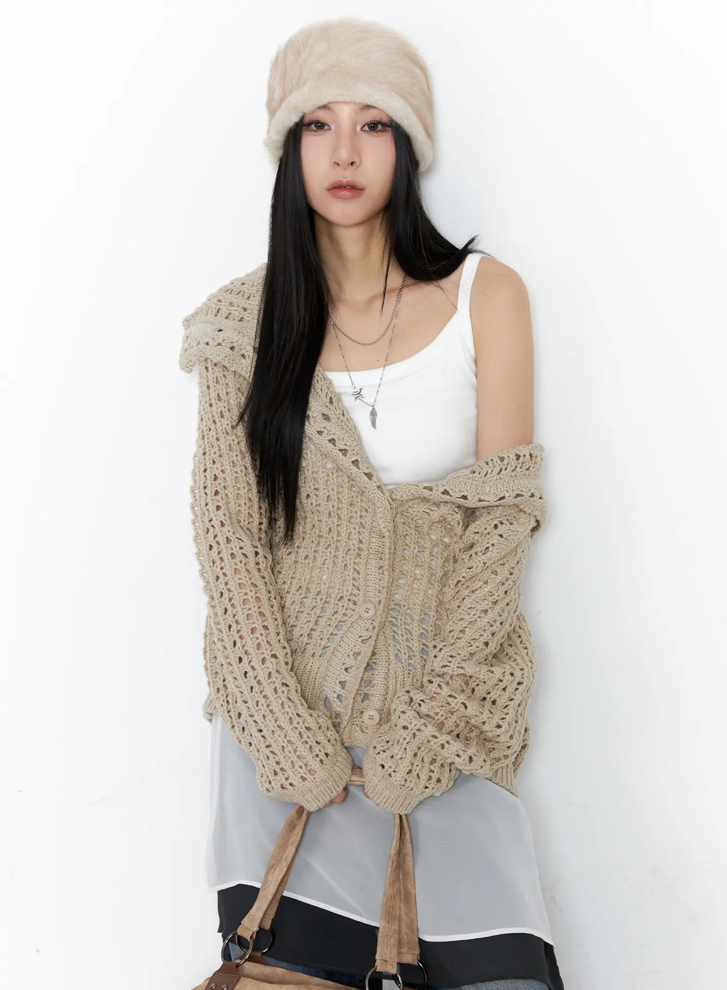 Shell Oversized Button Knit Cardigan CC1109
