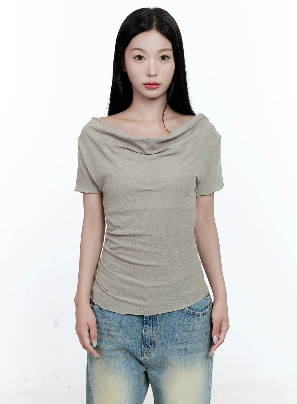 Versatile Off-Shoulder Shirred Top CG507