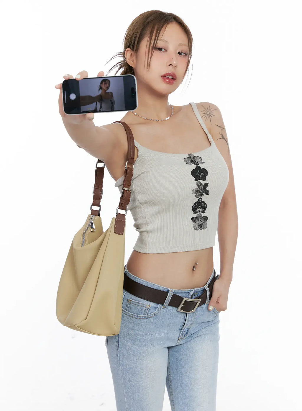 Floral Graphic Ribbed Tank Top CL510